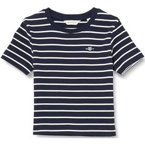 GANT Striped Shield Slim T-shirt voor meisjes, Nachtblauw.