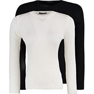 Trendyol Gebreide trui, zwart, ecru, sweater voor dames, Zwart en Wit