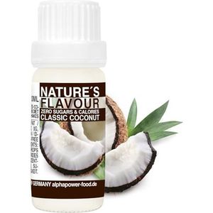 ALPHAPOWER FOOD Natuurlijke levensmiddelaroma klassieke kokosnoot I vloeistof - aromatdruppels en zoetstoffen zonder suiker, 1 x 10 ml heerlijke smaak, veganistisch vloeibaar Sweetener Flavour Drops, Flavdrops