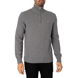 Trui GANT Men Cotton Half Zip Dark Grey Melange