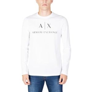 Armani Exchange A|x Armani Exchange T-shirt met lange mouwen en logo met ronde hals voor heren, Wit