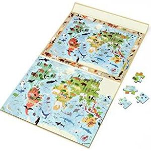 Carletto Deutschland Scratch 276181230 Magnetische puzzel voor kinderen vanaf 4 jaar, 2-in-1 puzzel en ontdekking wereldkaart, 80-delig