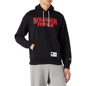Champion X Stranger Things Uniseks Sweatshirt met capuchon, Zwart (Kk001)
