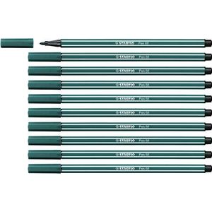 Viltstift STABILO Pen 68 – set van 10 viltstiften, middelgrote punt, dennengroen (68/53)