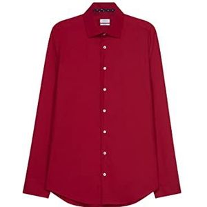 Seidensticker Zakelijk overhemd voor heren, strijkvrij met getailleerde snit, gevormde lange mouwen, Kent kraag, 100% katoen, Rood