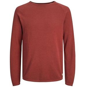 JACK & JONES Jjehill Knit Crew Neck Noos Pull en tricot pour homme, Red Ochre/détail : torsadé, XXL