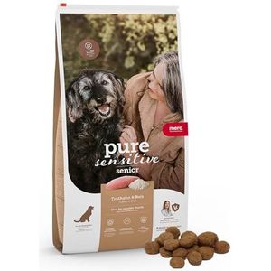 MERA Pure Sensitive Senior kalkoen en rijst, dagelijks droogvoer voor senioren gevoelige honden, 12,5 kg