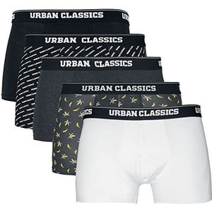 Urban Classics Set van 5 boxershorts voor heren, Ban.aop+Brand.aop+Cha+Zwart/Wit