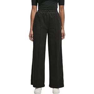 STARTER BLACK LABEL Trainingsbroek voor dames met siernaden en tonaal geborduurd logo, wijde pijpen, broekzakken, elastische tailleband, maat XS-XL, zwart.