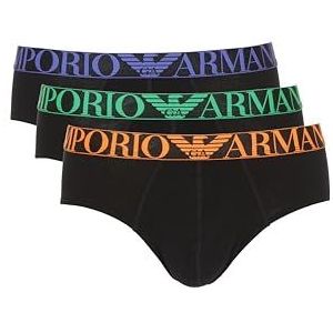 EMPORIO ARMANI Set van 3 logo-onderbroeken van glanzend stretchkatoen, verpakking van 3 stuks (3 stuks), zwart/zwart