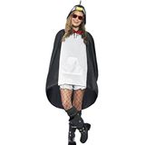 Penguin Party Poncho, zwart en wit, met trekkoord