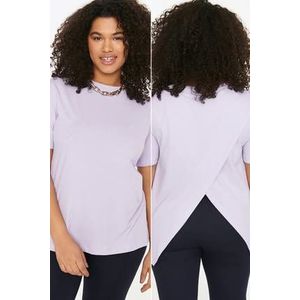 Trendyol Femmes Plus Size Relaxed Basic Crew Neck Knit Plus Size T-Shirt, violet, XXL