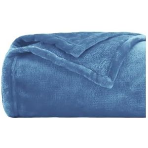 Komfortec Oeko-Tex gecertificeerd knuffeldeken 260g/m² fleece deken pluizig 220 x 240 cm blauw