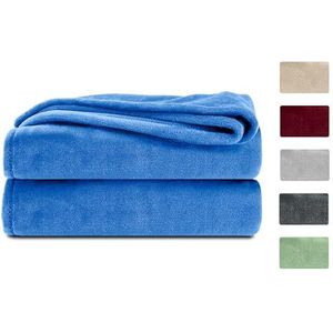 Komfortec Fleece Deken - Met kasjmier gevoel - Plaid - 240x220 cm – Super Zacht – Blauw