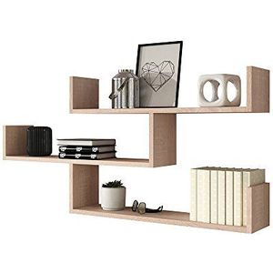 Selsey Kassi Wandrek, hangrek, boekenkast met 3 planken, 55 x 119 cm, Sonoma licht eiken