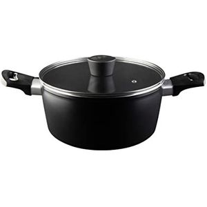 MasterChef Steelpan, antislip, ergonomische handgrepen, glazen deksel inbegrepen, voor alle warmtebronnen, inclusief inductie, 24 cm