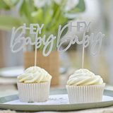 Ginger Ray BBA-108 Cupcake Topper Hey Babygroen/huidskleur