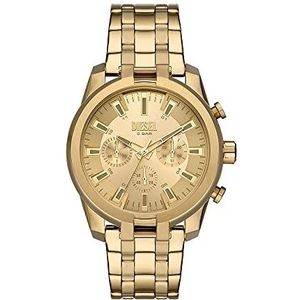 Diesel Split chronograaf horloge voor heren, roestvrij staal, kastgrootte 43 mm, kleur: goud, één maat, armband, Kleur: goud, Armband