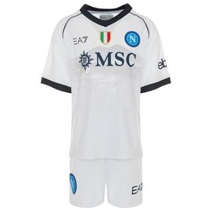 SSC Napoli Junior Away Competitieset, EA7, officieel product, Vesuvius afbeelding, driekleurig scudetto uniform, transfer kinderuniform, 3 jaar