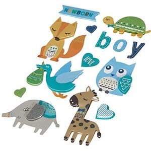 Rayher 50083358 3D-stickers van papier, babyblauw, 14 stuks, met effecten, sct.-LS