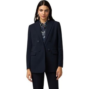 Oltre: Blazer met zwarte satijnen details herfst winter 24, blauw, 46, Blauw