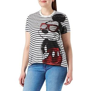 Desigual TS_Mickey Vida Chula T-shirt voor dames, Wit.