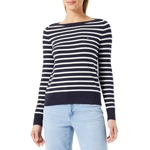 Tommy Hilfiger Co Ww0ww40099 Stitch Boat-nk Jersey Sweater Damestrui, Blauw (woestijn hemel/ecru)