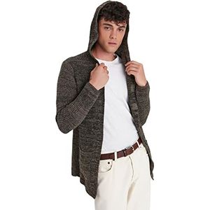Trendyol Trendyol Gebreid vest met capuchon voor heren, standaard, sweatshirt, heren, 1 stuk, Nertsen kleur