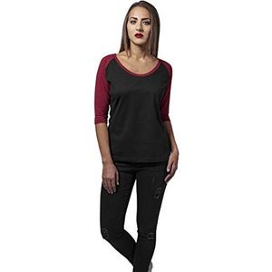 Urban Classics 3-pack dames T-shirts, zwart/bordeauxrood