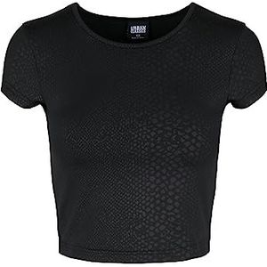Urban Classics Dames T-shirt Stretch Patroon Cropped, zwart (Black Snake 02353)