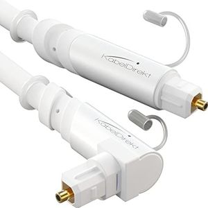 KabelDirekt – Optische audiokabel 90° hoek met 0% signaalverlies – 4 m – TOSLINK-kabel wit (TOSLINK naar TOSLINK, S/PDIF, glasvezelkabel voor thuisbioscoop, versterkers, PS4, Xbox)