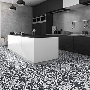 Vloersticker cementtegels azulejos met kunststof beschermlaminaat | zelfklevende vloertegels waterbestendige stickers | zelfklevende vloertegels - 40 x 40 cm - 1 stuk