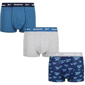 Reebok Calzoncillos De Algodón Reebok Para Hombres van Azul/Estampado/Grijs Boxershorts voor heren, Heather grijs/marineblauw vector/streep