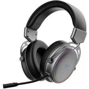 Rapoo VH800 Draadloze on-ear gaming-headset, flexibele microfoon met mute-functie, 46 uur batterij, bluetooth-headset en 2,4 GHz, compatibel met PC/Mac/Xbox One/PS4/Nintendo Switch, grijs