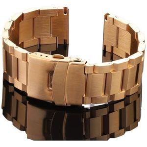 Bande de montre en acier inoxydable Femmes hommes Métal Watchband Link Bracelet 18mm 20mm 22mm Accessoires 24mm Argent Rose Gold noir (Color : Gold, Size : 24mm)