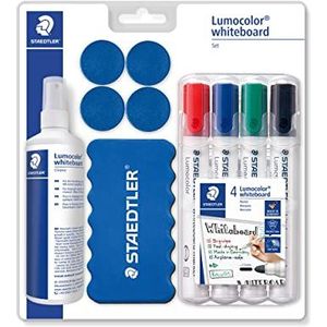 Lumocolor Whiteboard Set 613 – 1 etui met 4 markers 351 Wp4 + 1 magnetische borstel 652 + 1 reinigingsspray 681 + 4 magneten