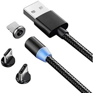 X-Cable - Magnetische multi-laderkabel, 3-in-1 snel opladen en synchroniseren datakabel 1 m magnetisch met micro-USB, type C, IP-adapter voor telefoon, Android Samsung, Huawei, Kindle, verschillende