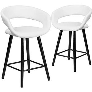 Flash Furniture Brynn Series Moderne kruk van cappuccino vinyl, 61 cm, wit, 2 stuks