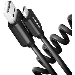 AXAGON BUMM-AM10TB Twister cable Micro USB <-> USB-A, 0,6m, USB 2.0, 2.4A, ALU, PVC, Black *USBAM *MUSBBM
