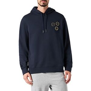 Armani Exchange logo patch heren sweatshirt hoodie, Navy Blauw