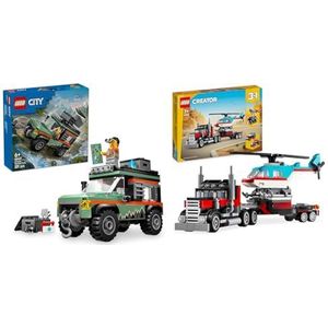 LEGO City Off-Road 4x4 Mountain Truck + Creator 3-in-1 Flatbed Truck with Helicopter Toys Fun Gift Ideas for Birthday & Holidays 60447 + 31146