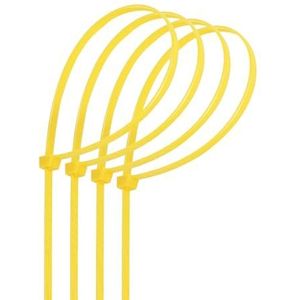 Lot de 40 colliers de serrage en nylon jaune de 3,6 x 250 mm, parfaits pour organiser les câbles et attacher des objets.