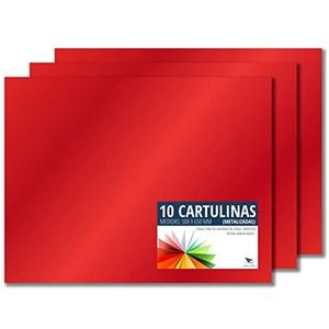 Raylu Paper® - Doos 50 x 65 cm, 10 stuks, 180 g/m², 50 x 65 cm, ideaal voor knutselen, kantoor, tekenen, origami (metallic rood)
