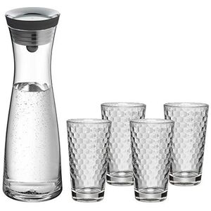 WMF Basic 5 glazen, karaf en 4 glazen à 250 ml, glazen karaf met CloseUp sluiting van glas, siliconen, vaatwasmachinebestendig