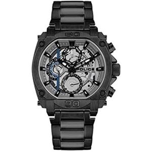 Police Uniseks volwassenen analoog kwarts horloge met armband van roestvrij staal PL15472JSB.13M, zwart, één maat, armband, zwart., Armband