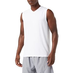 MEETYOO Tanktop voor heren, mouwloos T-shirt, loop-T-shirt voor sport, joggen, krachttraining, V-wit