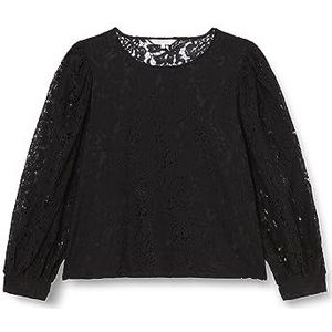 ONLY Dames ONLY Rsa L/S Lace Top Wvn Blouse, zwart.