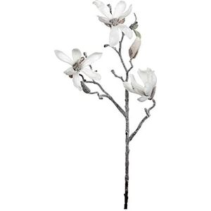 HOUSE OF SEASONS Magnolia, wit, flocked-l43 cm, kunstbloemen, meerkleurig, uniek