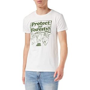 Star Wars T-shirt voor heren, ronde hals, Protect Our Forests, 100% katoen, officieel product, maten S - 5XL, S-XXL Star Wars-cadeau, ronde hals, verjaardagscadeau voor papa, wit, XXL, Wit.