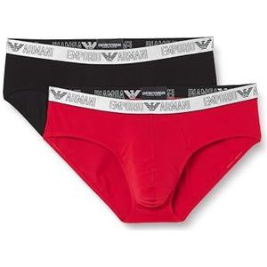 Emporio Armani Emporio Armani Set van 2 geschenkverpakkingen voor heren, zilver, boxershorts, heren, 2 stuks, Zwart/Rood